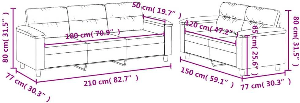 Sofa Sofos komplektas su pagalvėlėmis, 2 dalių, taupe, audinys