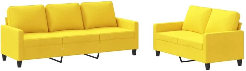 Sofa Sofos komplektas su pagalvėlėmis, 2 dalių, geltonas, audinys
