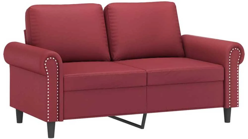 Sofa Sofos komplektas su pagalvėlėmis, 2 dalių, vyno, dirbtinė oda