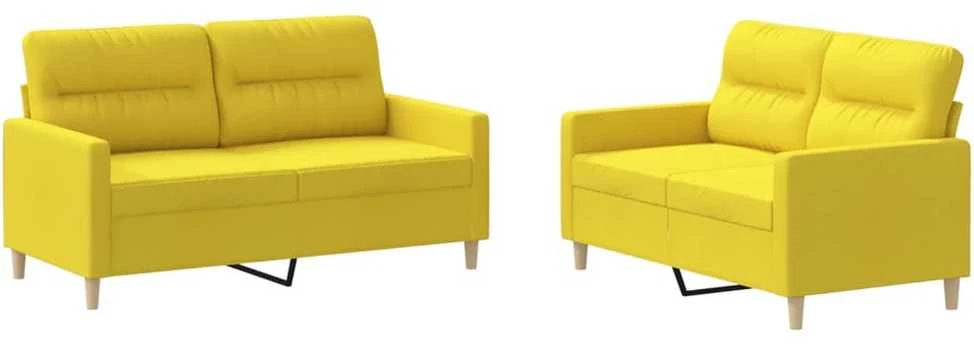 Sofa Sofos komplektas su pagalvėlėmis, 2 dalių, geltonas, audinys