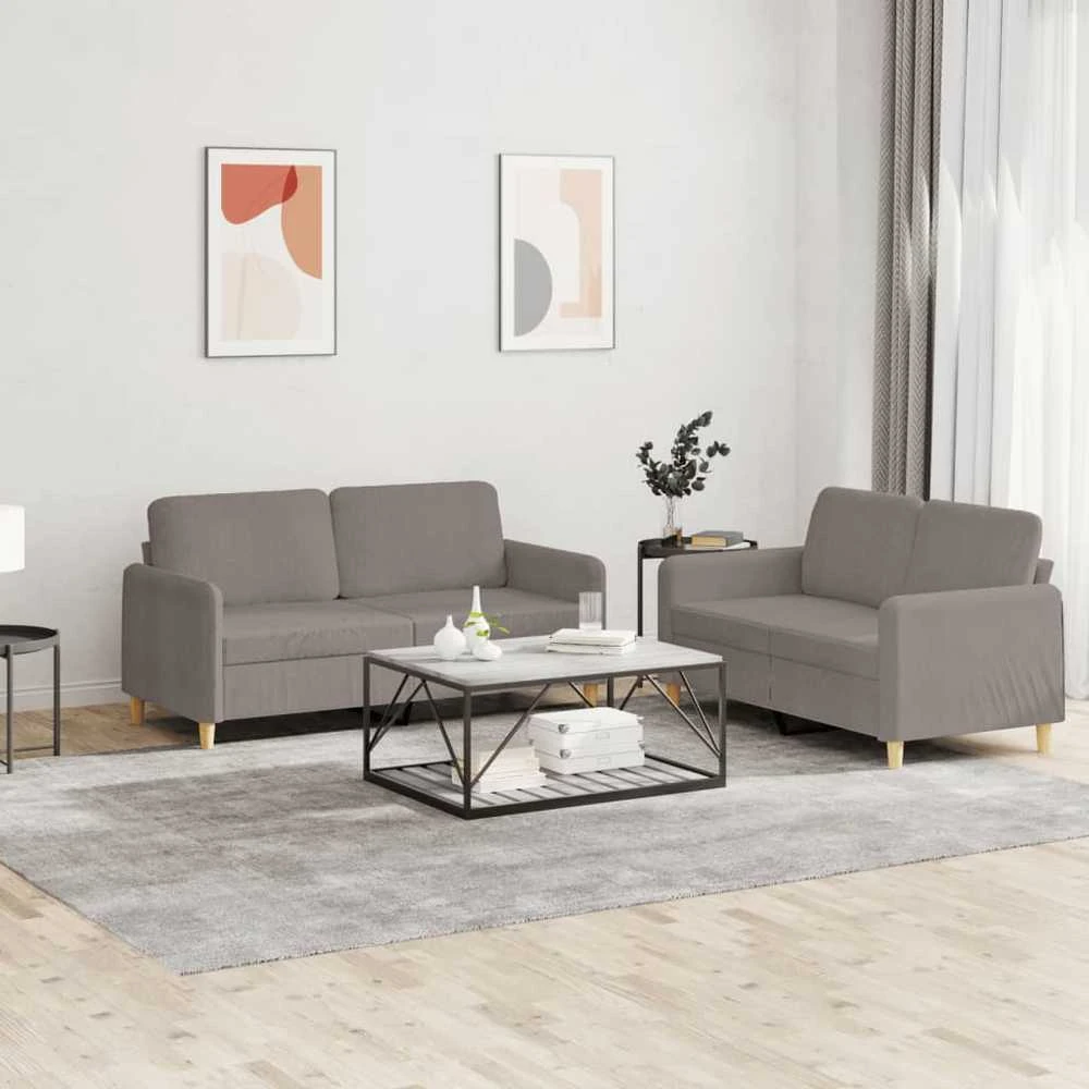 Sofa Sofos komplektas su pagalvėlėmis, 2 dalių, taupe, audinys