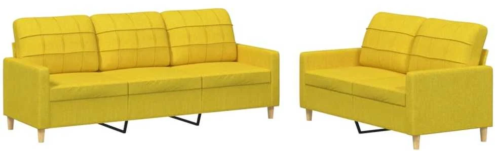 Sofa Sofos komplektas su pagalvėlėmis, 2 dalių, geltonas, audinys