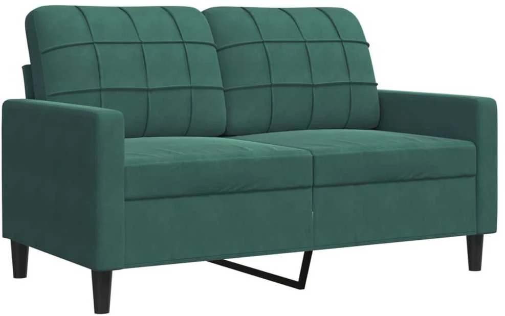 Sofa Sofos komplektas su pagalvėlėmis, 2 dalių, žalias, aksomas