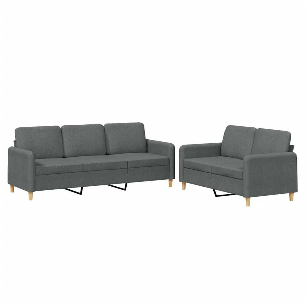 Sofa Sofos komplektas su pagalvėlėmis, 2 dalių, pilkas, audinys