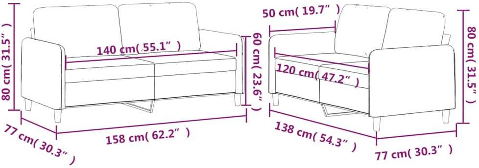 Sofa Sofos komplektas su pagalvėlėmis, 2 dalių, juodas, audinys