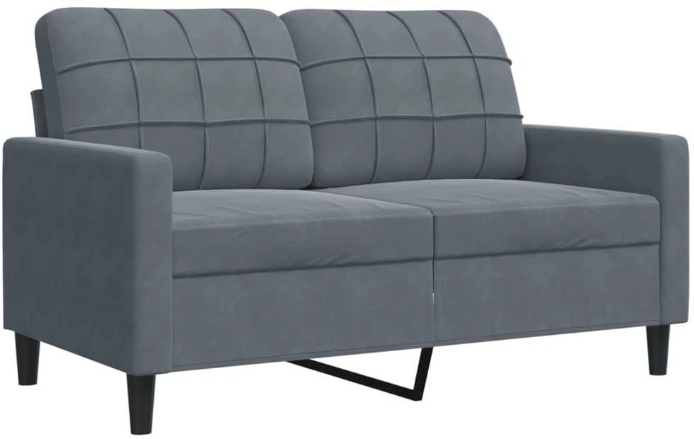 Sofa Sofos komplektas su pagalvėlėmis, 2 dalių, pilkas, aksomas