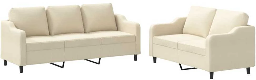 Sofa Sofos komplektas su pagalvėlėmis, 2 dalių, kreminis, audinys