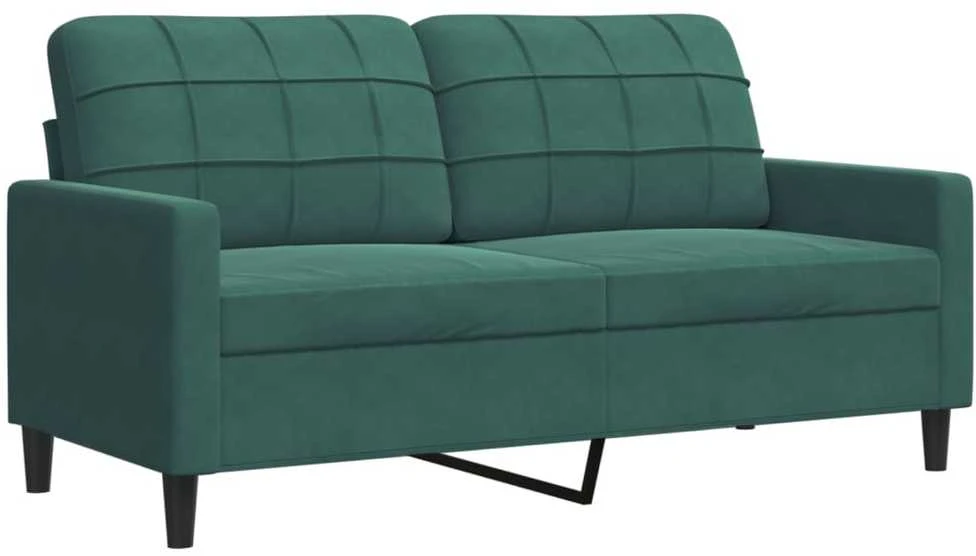 Sofa Sofos komplektas su pagalvėlėmis, 2 dalių, žalias, aksomas