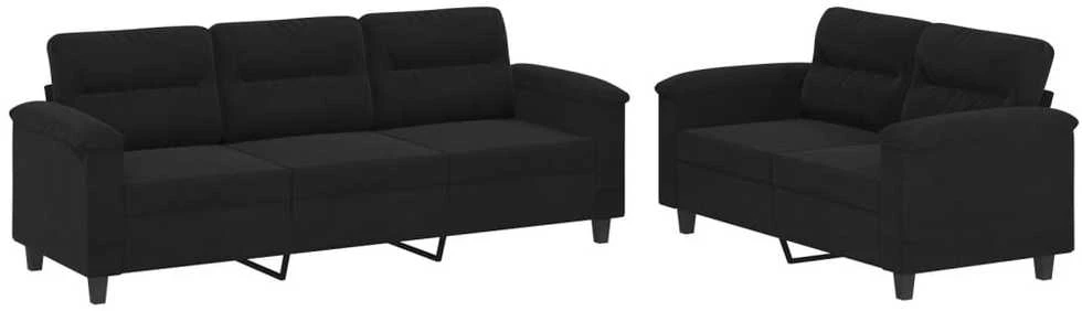Sofa Sofos komplektas su pagalvėlėmis, 2 dalių, juodas, audinys
