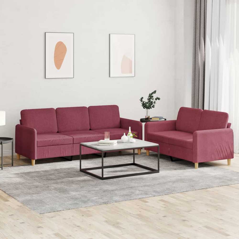 Sofa Sofos komplektas su pagalvėlėmis, 2 dalių, vyno, audinys