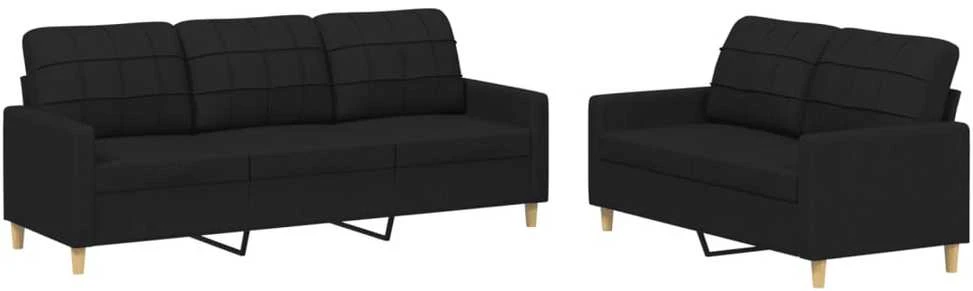 Sofa Sofos komplektas su pagalvėlėmis, 2 dalių, juodas, audinys