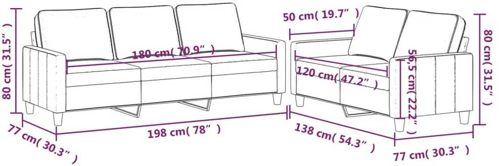 Sofa Sofos komplektas su pagalvėlėmis, 2 dalių, rožinis, aksomas