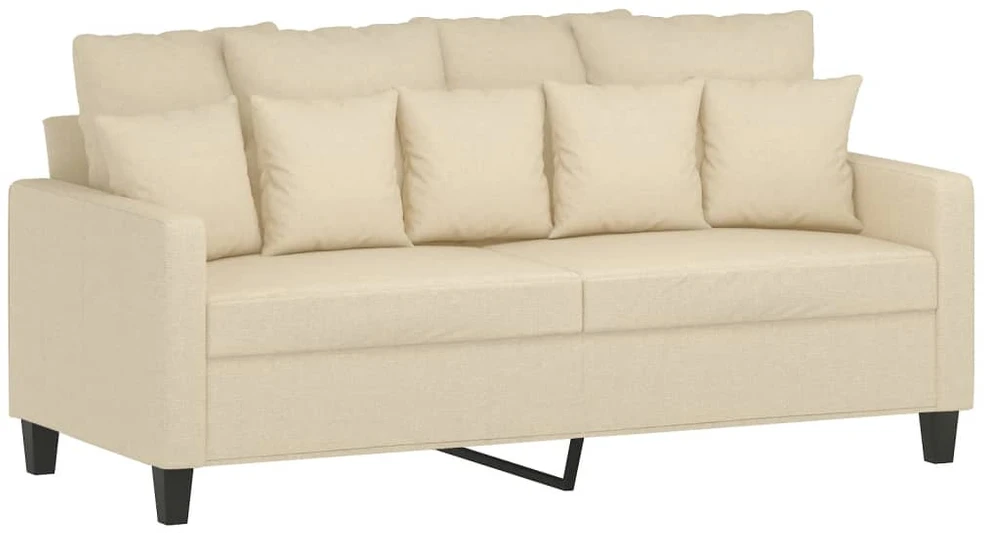 Sofa Sofos komplektas su pagalvėlėmis, 2 dalių, kreminis, audinys