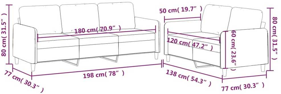 Sofa Sofos komplektas su pagalvėlėmis, 2 dalių, vyno, audinys