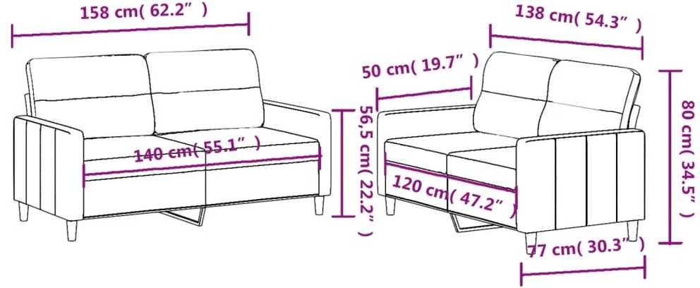 Sofa Sofos komplektas su pagalvėlėmis, 2 dalių, taupe, audinys