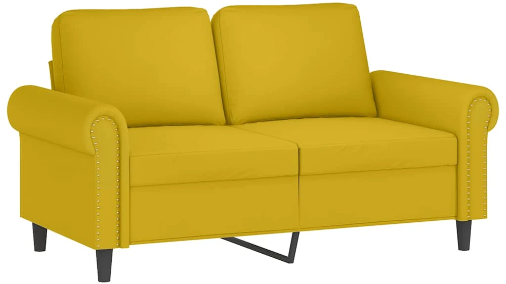 Sofa Sofos komplektas su pagalvėlėmis, 2 dalių, geltonas, aksomas