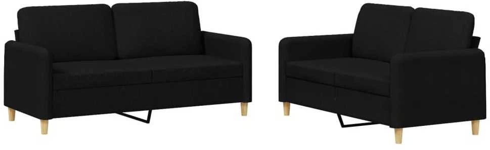 Sofa Sofos komplektas su pagalvėlėmis, 2 dalių, juodas, audinys