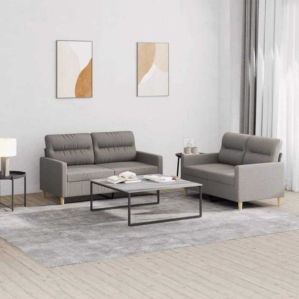 Sofa Sofos komplektas su pagalvėlėmis, 2 dalių, taupe, audinys