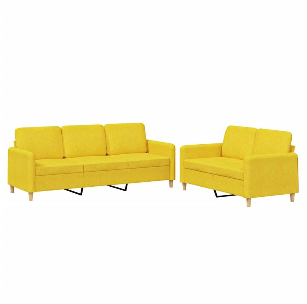 Sofa Sofos komplektas su pagalvėlėmis, 2 dalių, geltonas, audinys