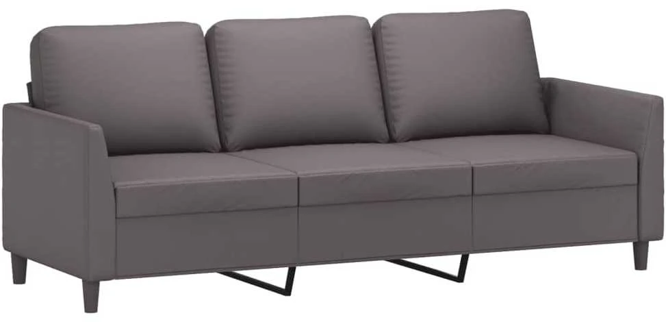 Sofa Sofos komplektas su pagalvėlėmis, 2 dalių, pilkas, dirbtinė oda
