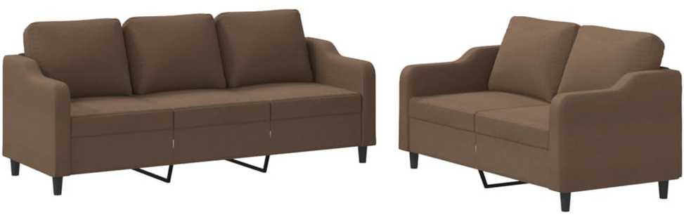 Sofa Sofos komplektas su pagalvėlėmis, 2 dalių, rudas, audinys