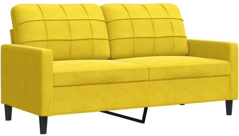 Sofa Sofos komplektas su pagalvėlėmis, 2 dalių, geltonas, aksomas