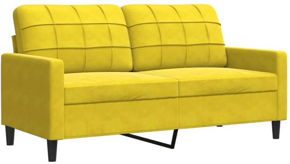 Sofa Sofos komplektas su pagalvėlėmis, 2 dalių, geltonas, aksomas