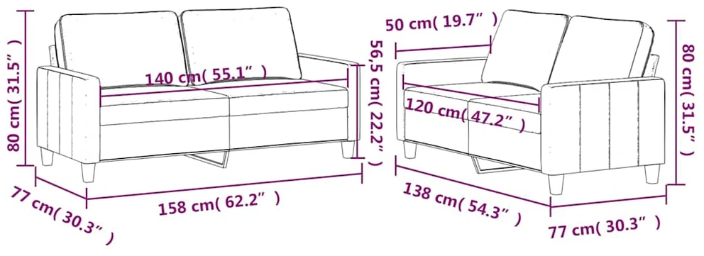 Sofa Sofos komplektas su pagalvėlėmis, 2 dalių, žalias, aksomas