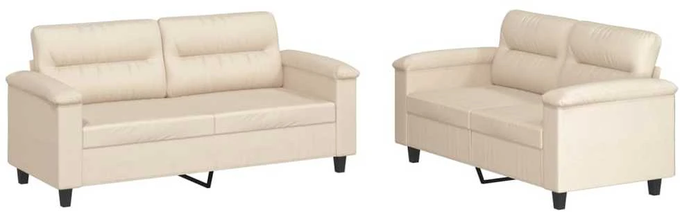 Sofa Sofos komplektas su pagalvėlėmis, 2 dalių, smėlio, audinys