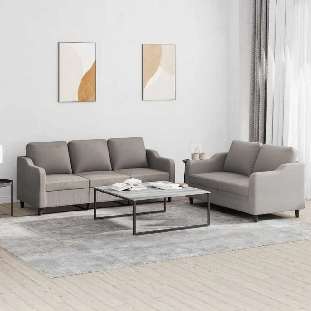 Sofa Sofos komplektas su pagalvėlėmis, 2 dalių, taupe, audinys
