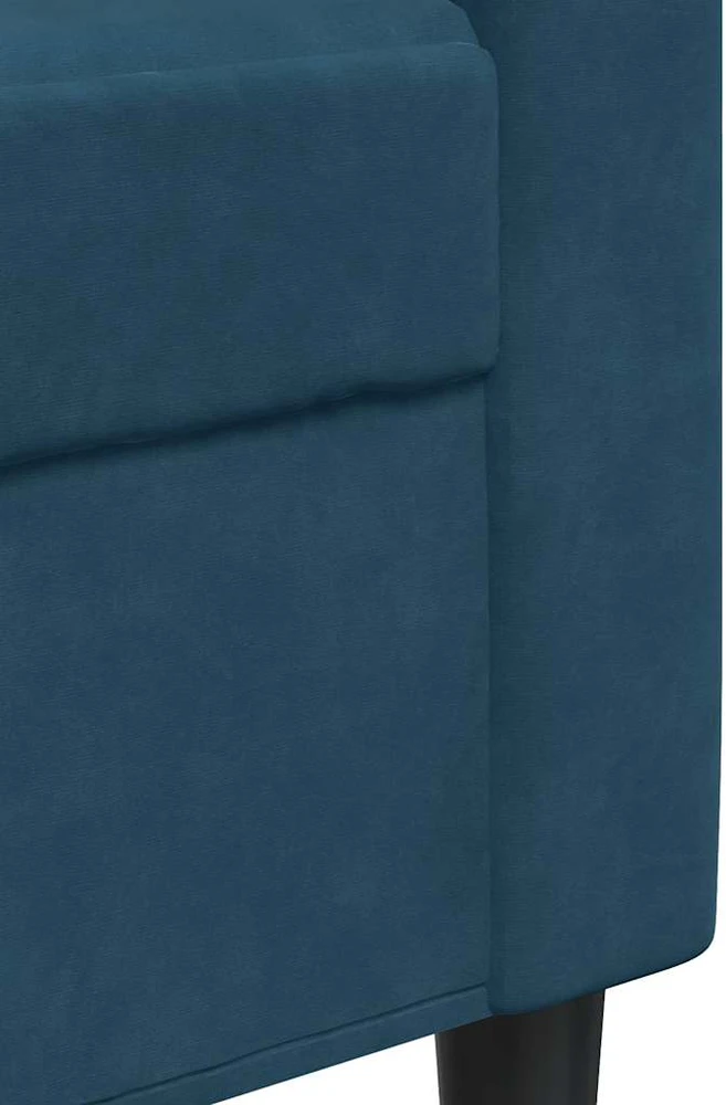 Sofa Sofos komplektas su pagalvėlėmis, 2 dalių, mėlynas, aksomas