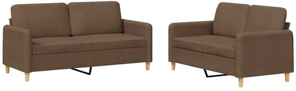 Sofa Sofos komplektas su pagalvėlėmis, 2 dalių, rudas, audinys