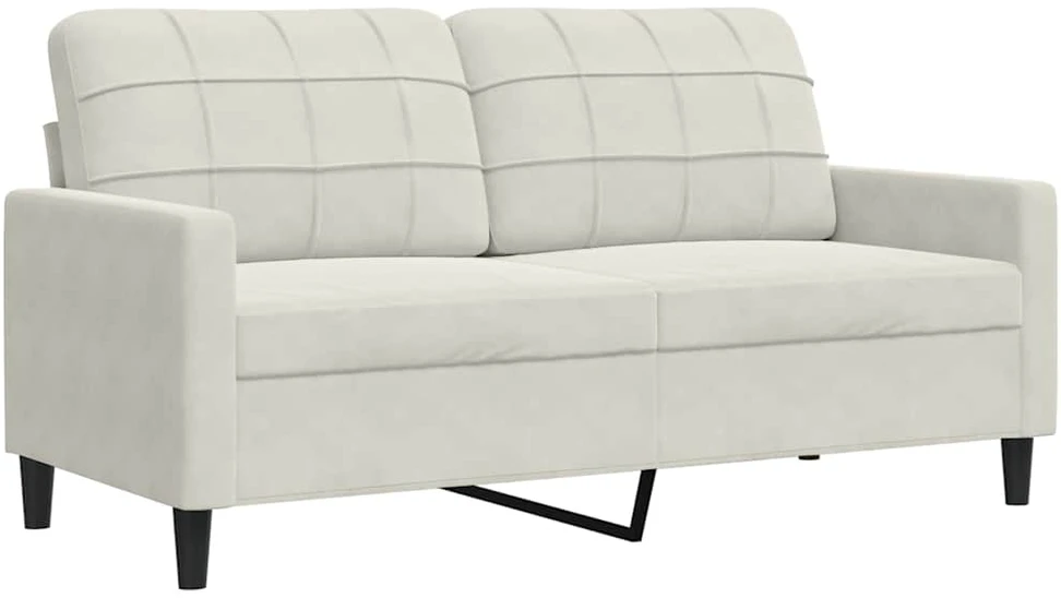 Sofa Sofos komplektas su pagalvėlėmis, 2 dalių, kreminis, aksomas