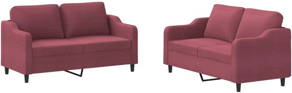 Sofa Sofos komplektas su pagalvėlėmis, 2 dalių, vyno, audinys