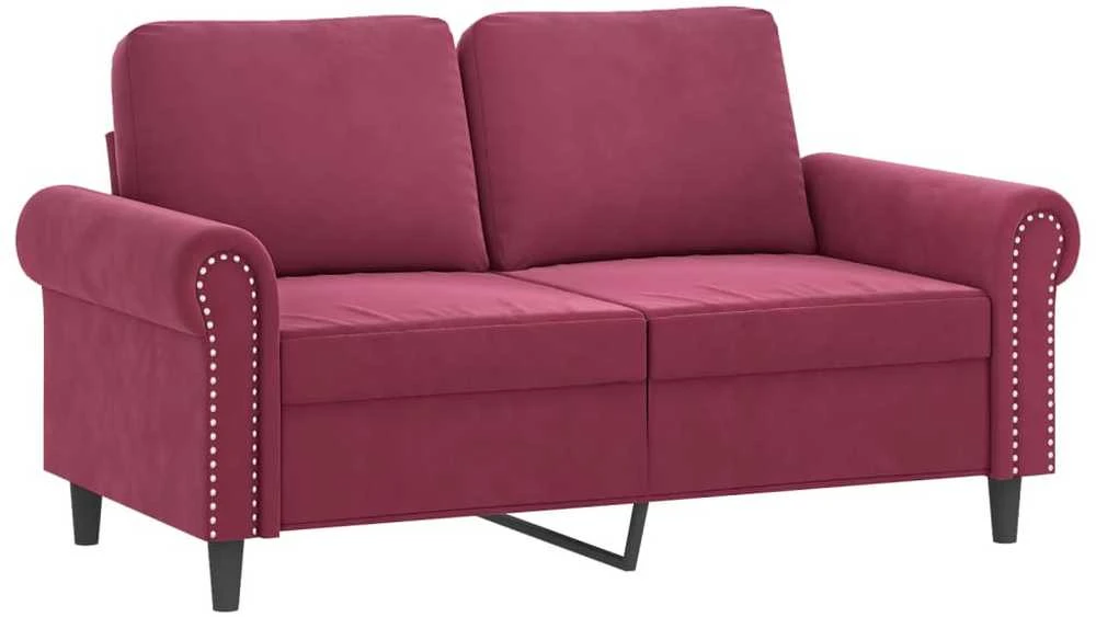 Sofa Sofos komplektas su pagalvėlėmis, 2 dalių, vyno, aksomas