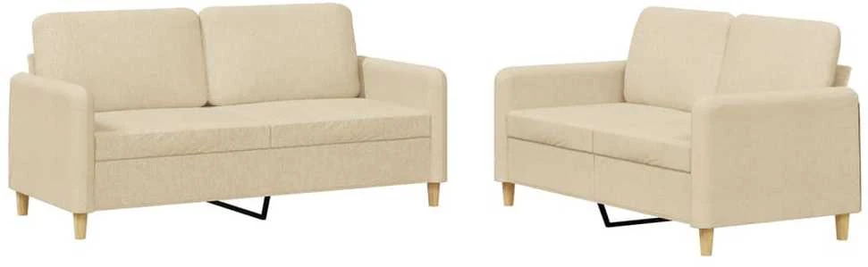 Sofa Sofos komplektas su pagalvėlėmis, 2 dalių, kreminis, audinys