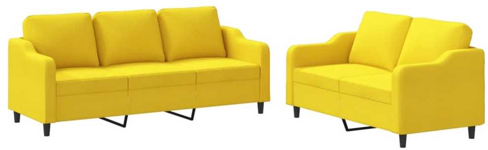 Sofa Sofos komplektas su pagalvėlėmis, 2 dalių, geltonas, audinys