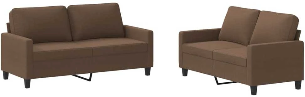 Sofa Sofos komplektas su pagalvėlėmis, 2 dalių, rudas, audinys