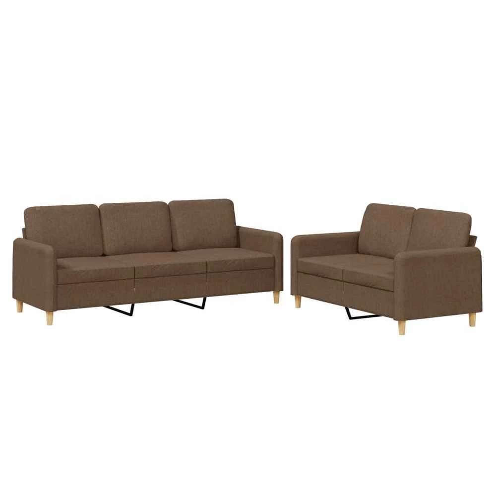 Sofa Sofos komplektas su pagalvėlėmis, 2 dalių, rudas, audinys