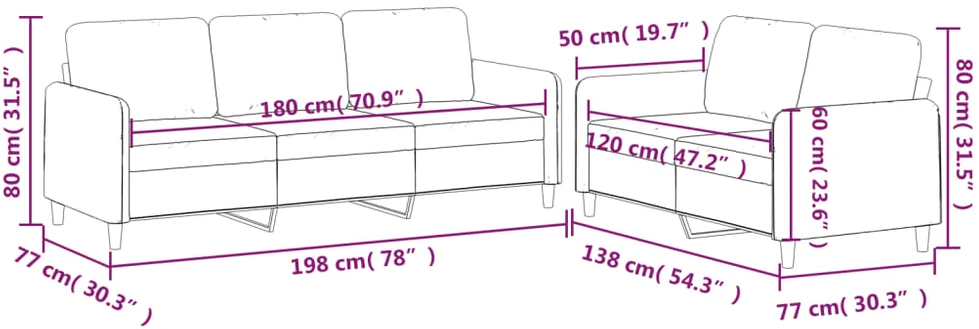 Sofa Sofos komplektas su pagalvėlėmis, 2 dalių, juodas, audinys