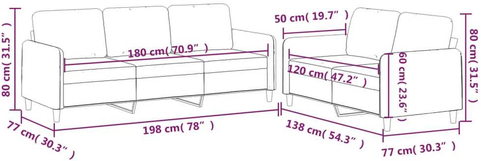 Sofa Sofos komplektas su pagalvėlėmis, 2 dalių, rudas, audinys