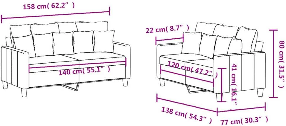 Sofa Sofos komplektas su pagalvėlėmis, 2 dalių, geltonas, audinys