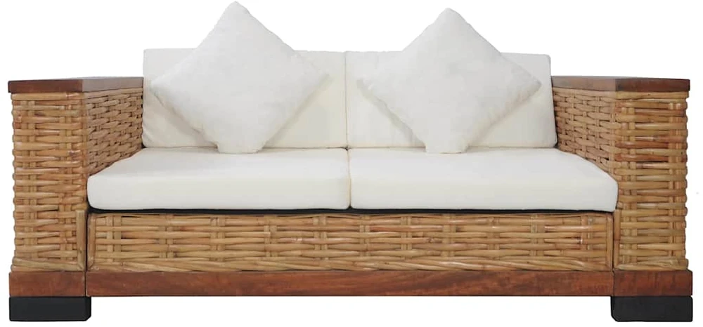 Sofa Sofos komplektas su pagalvėlėmis, 2d., rudos sp., nat. ratanas