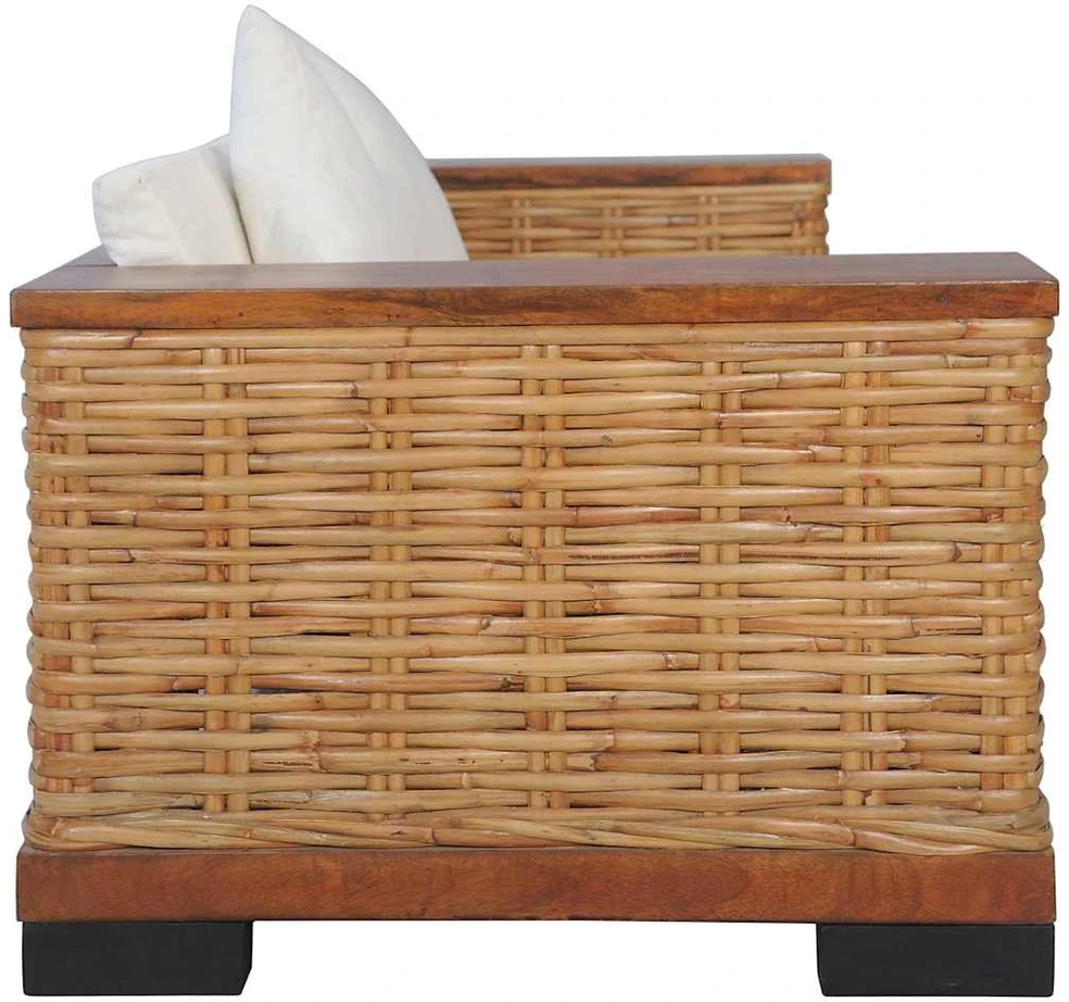 Sofa Sofos komplektas su pagalvėlėmis, 2d., rudos sp., nat. ratanas