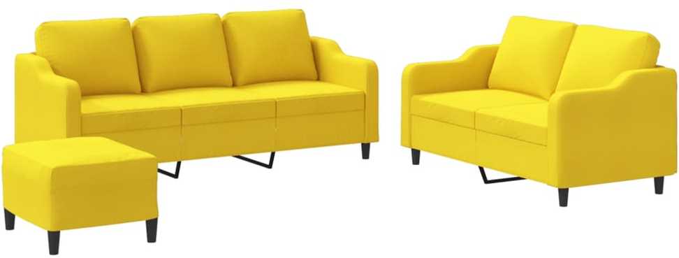 Sofa Sofos komplektas su pagalvėlėmis, 3 dalių, geltonas, audinys