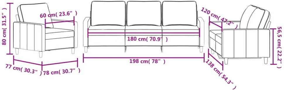 Sofa Sofos komplektas su pagalvėlėmis, 3 dalių, geltonas, aksomas