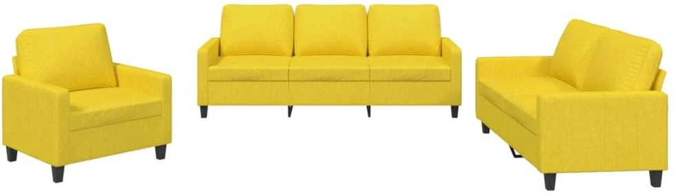 Sofa Sofos komplektas su pagalvėlėmis, 3 dalių, geltonas, audinys