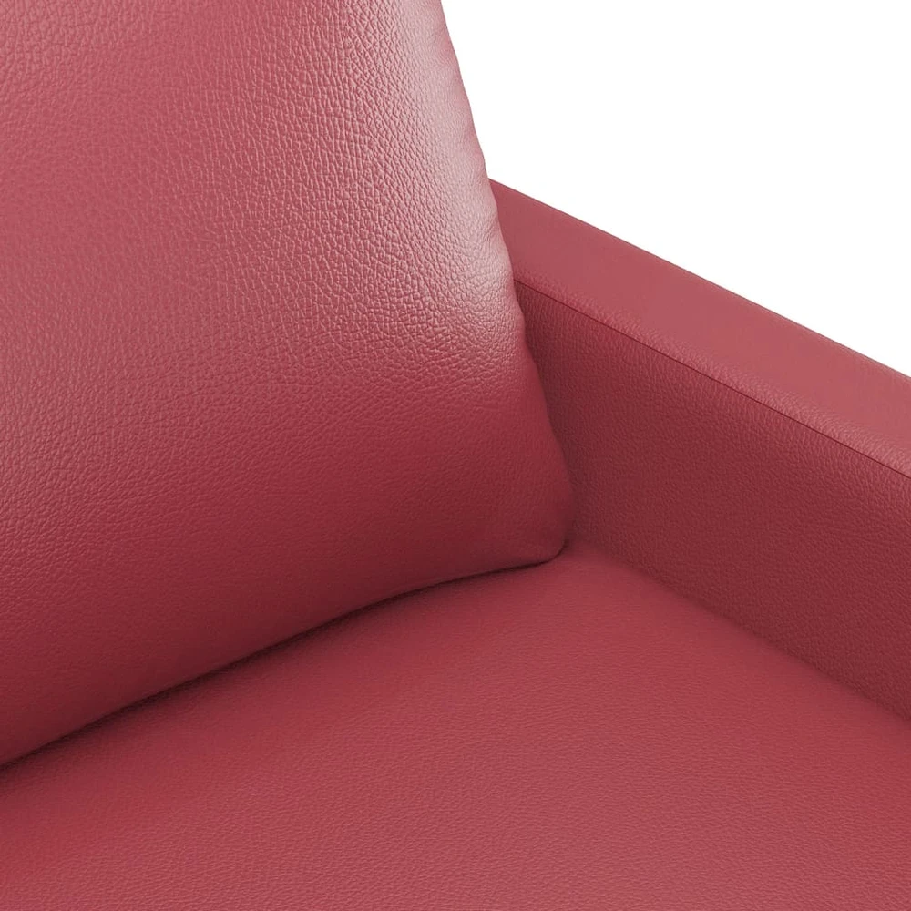 Sofa Sofos komplektas su pagalvėlėmis, 3 dalių, vyno, dirbtinė oda