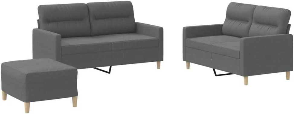 Sofa Sofos komplektas su pagalvėlėmis, 3 dalių, pilkas, audinys