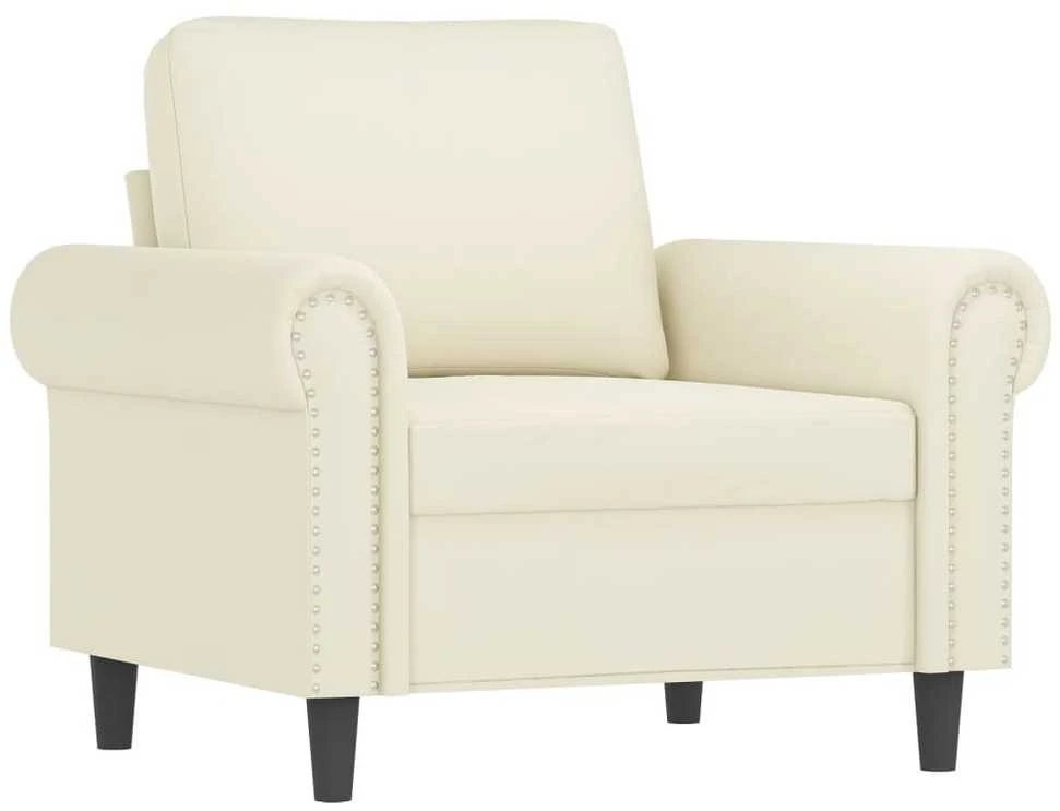 Sofa Sofos komplektas su pagalvėlėmis, 3 dalių, kreminis, aksomas